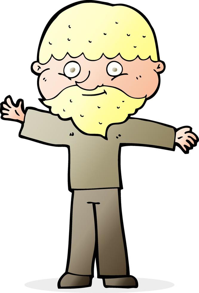 cartone animato contento uomo con barba vettore
