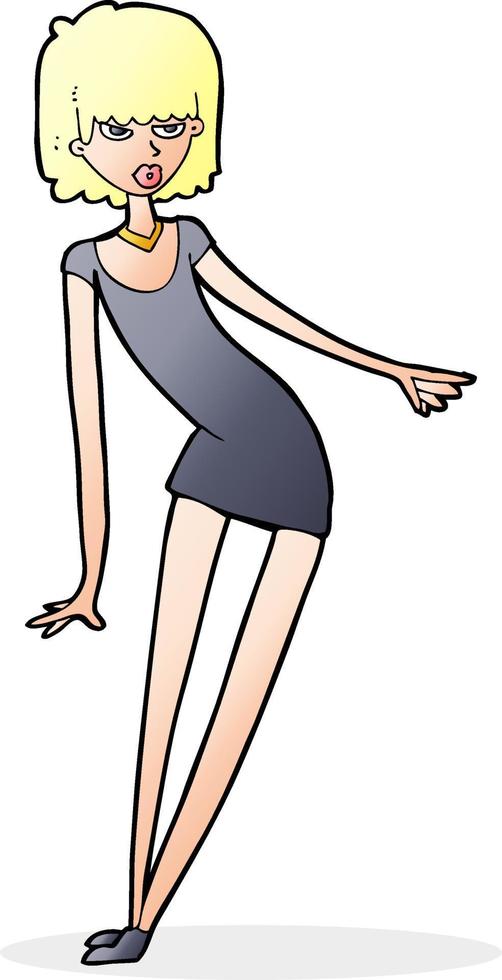 cartone animato donna nel vestito pendente vettore