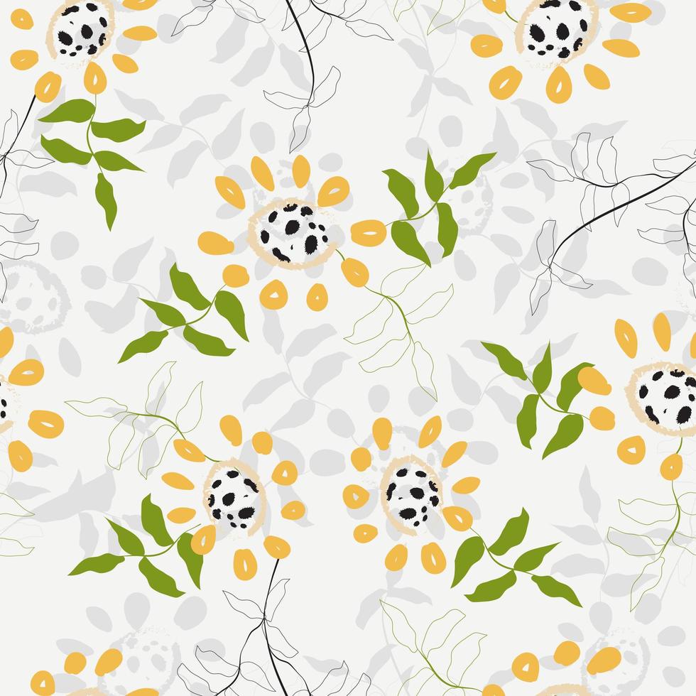 modello di fiori giallo doodle vettore