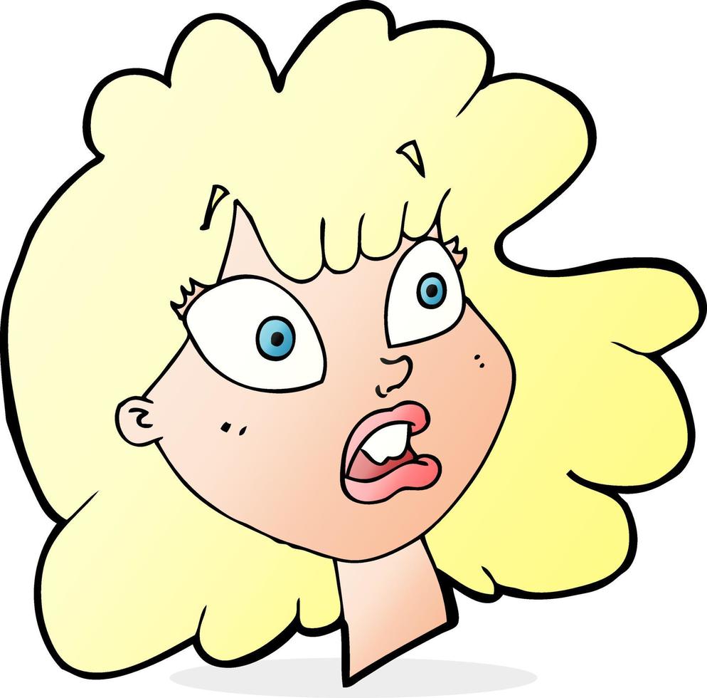 cartone animato scioccato femmina viso vettore