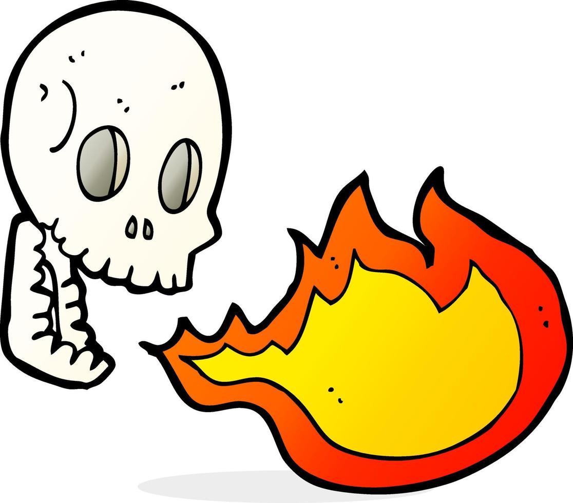 cartone animato fuoco respirazione cranio vettore