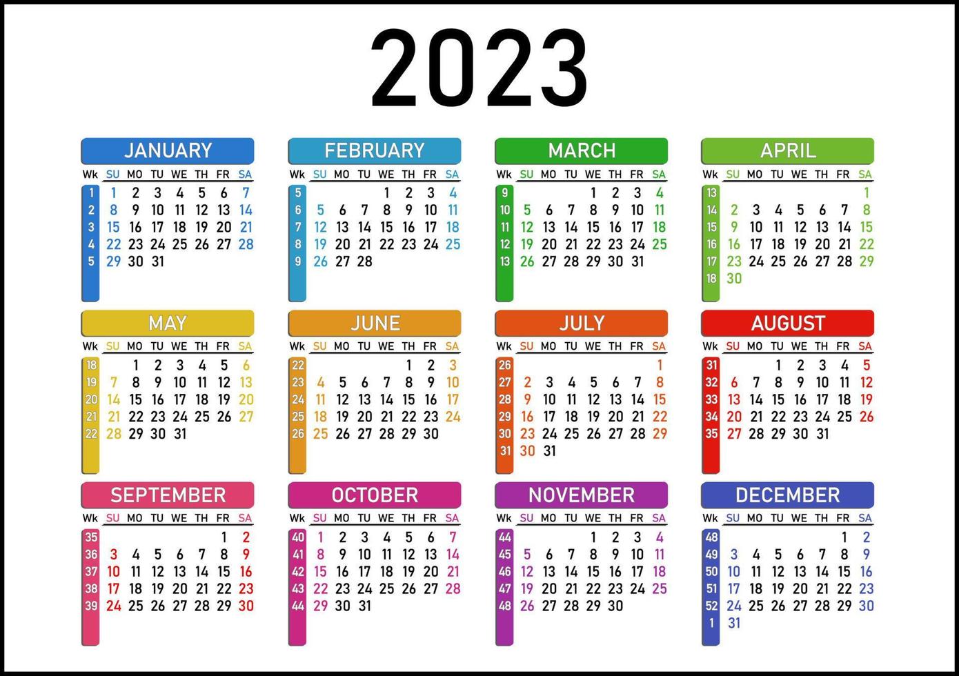 2023 vettore calendario