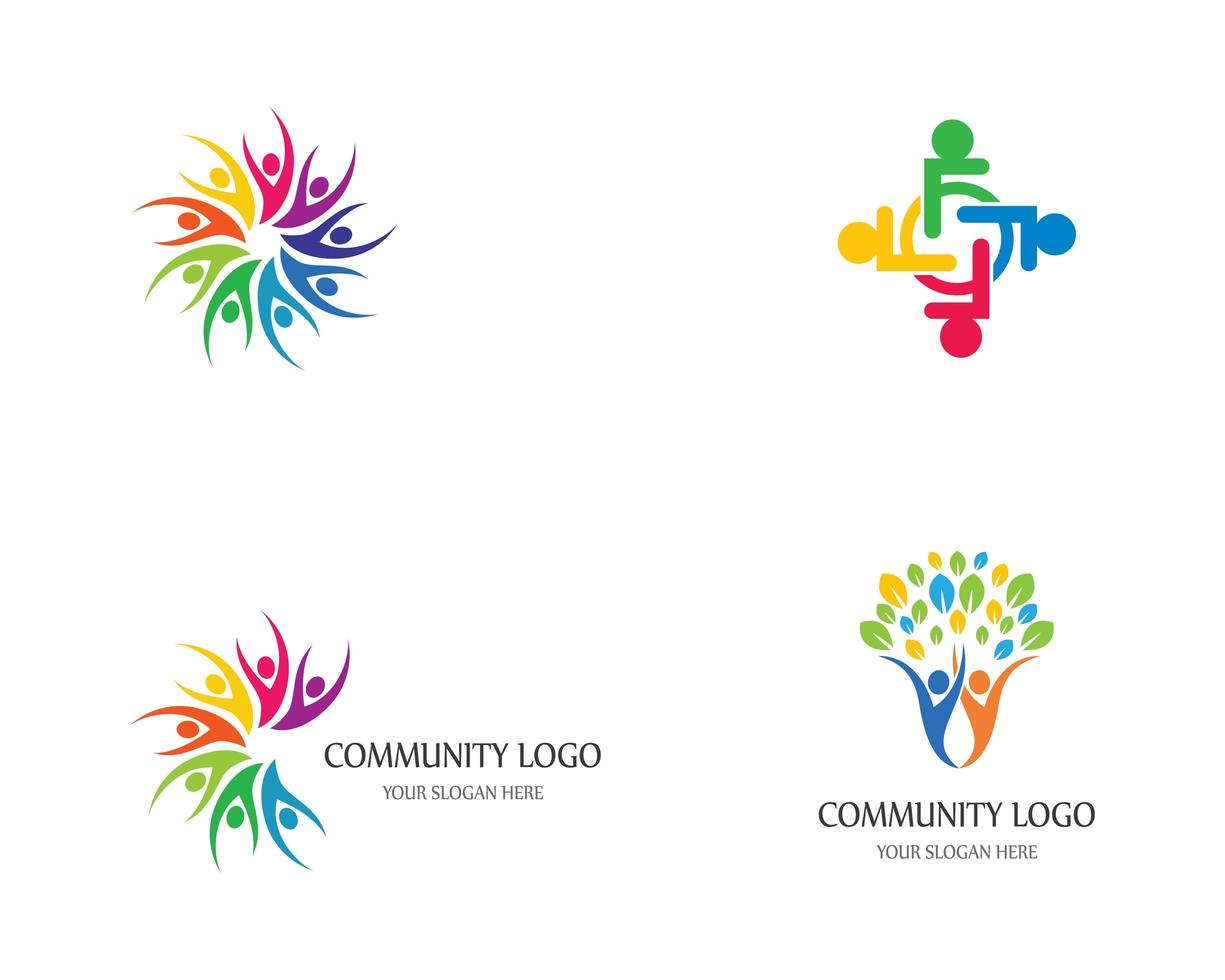 set logo colorato cmmunity vettore