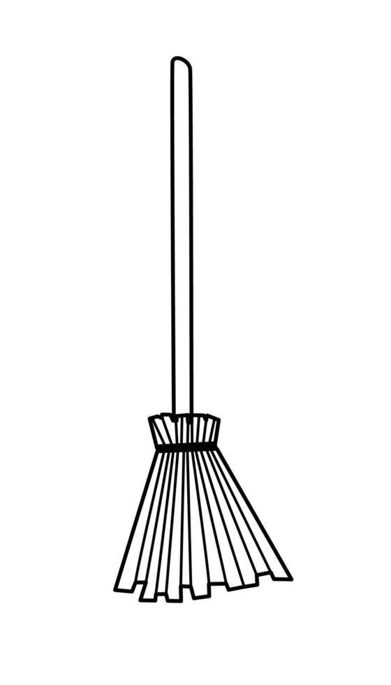 scopa con di legno maneggiare, streghe scopa bastone Halloween accessorio vettore illustrazione di isolato su bianca.