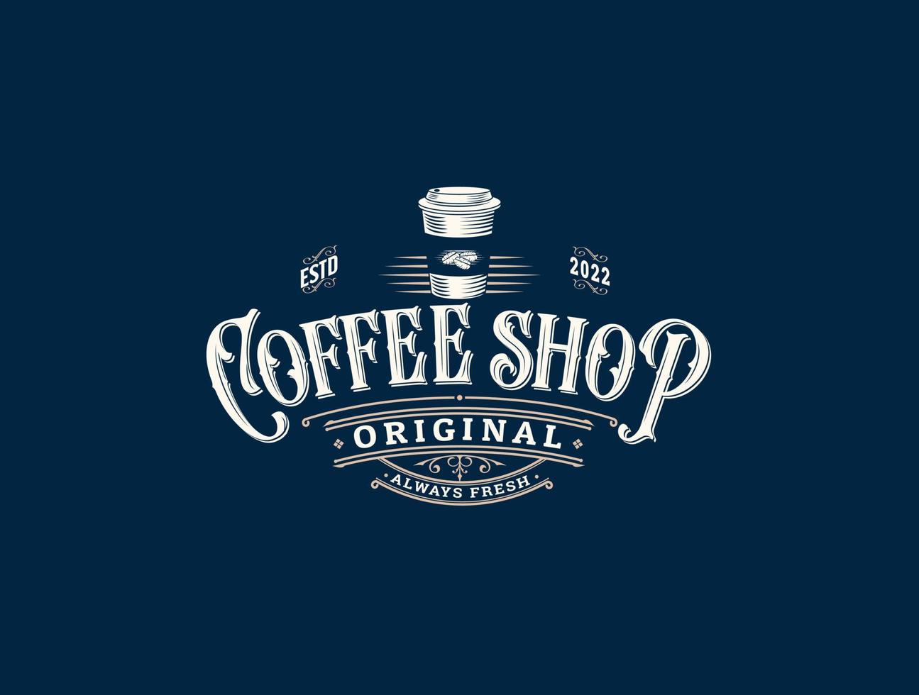 caffè negozio retrò logo Vintage ▾ stile vettore