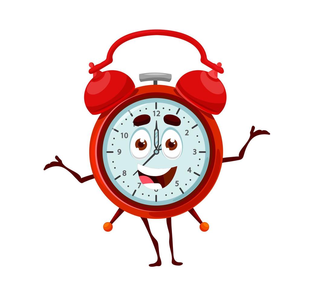 cartone animato carino allarme orologio carattere, divertente orologio vettore