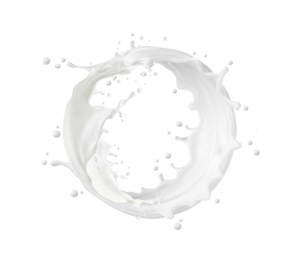 cerchio latte, yougurt o crema onda flusso spruzzo vettore