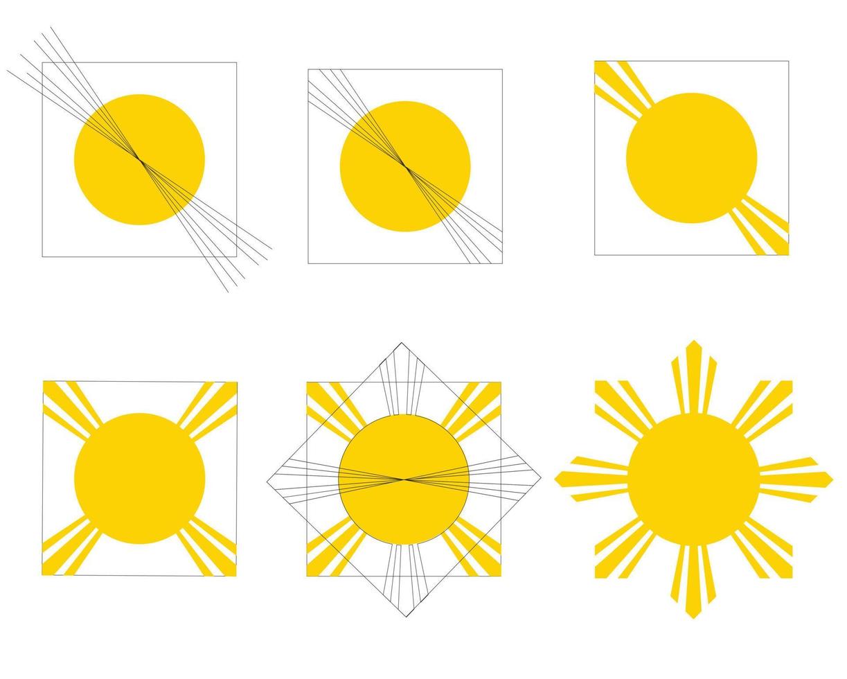 filippina sole vettore azione illustrazione. stadi di disegno. simbolo. infografica, isolato su un' bianca sfondo.
