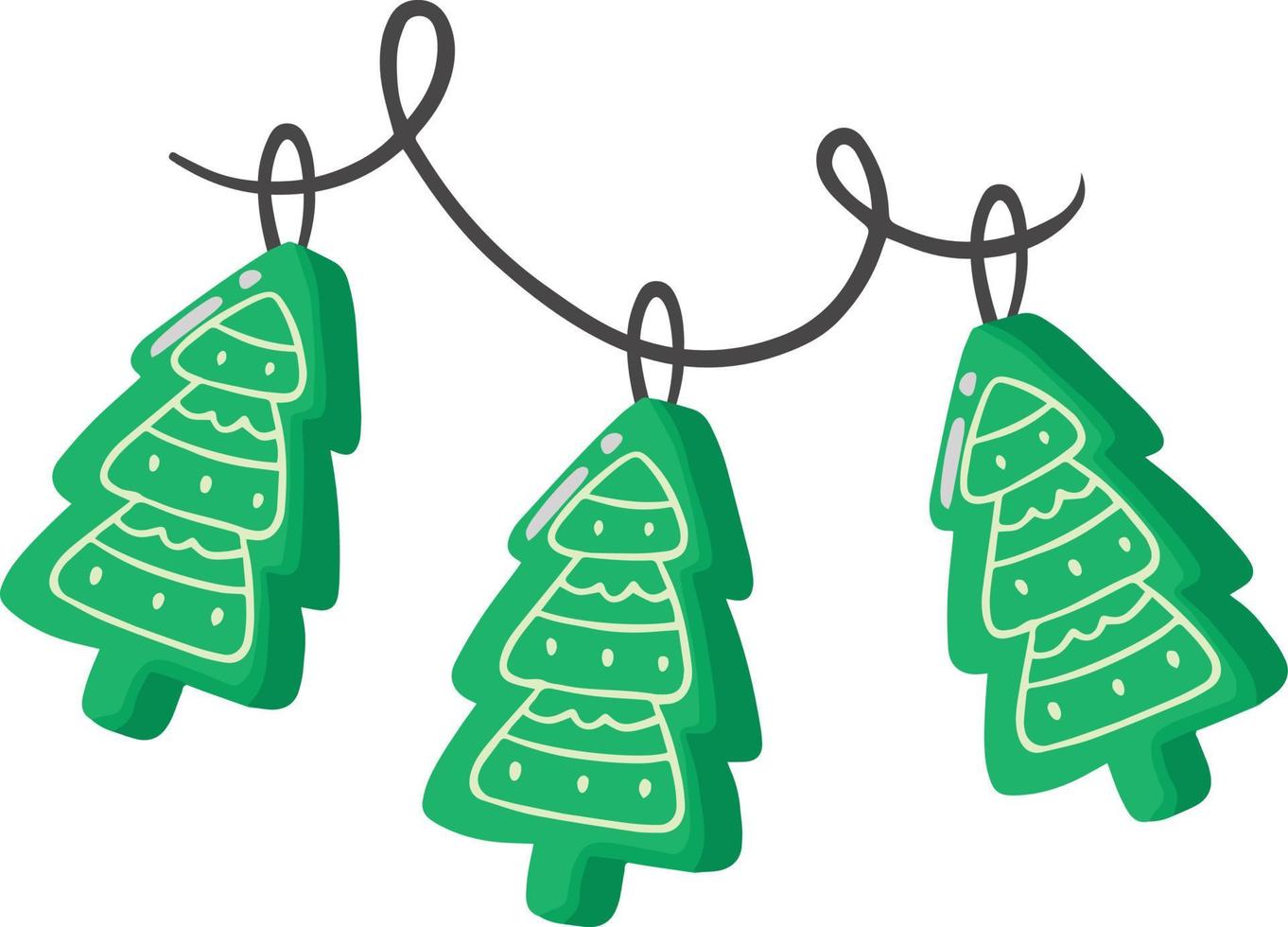 mano disegnato albero sagomato Natale biscotti illustrazione vettore
