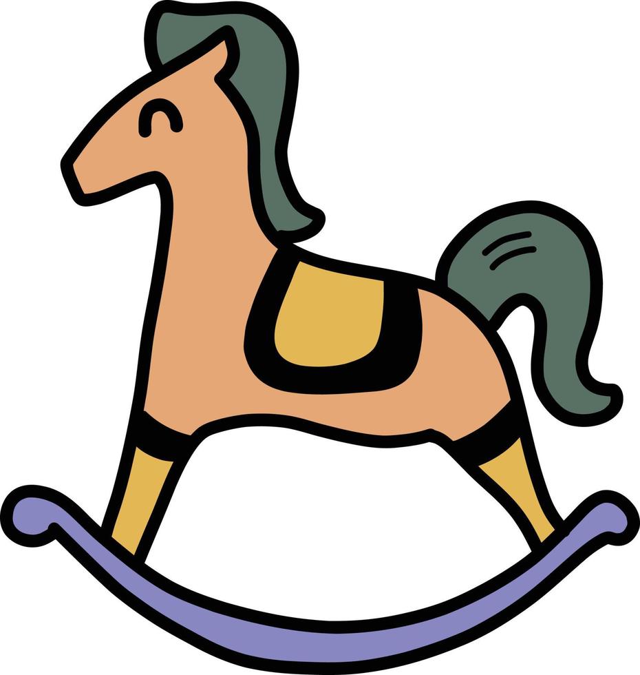mano disegnato giocattolo a dondolo cavallo illustrazione vettore