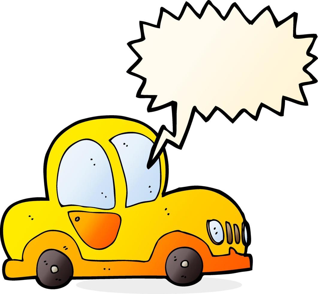 cartone animato auto con discorso bolla vettore