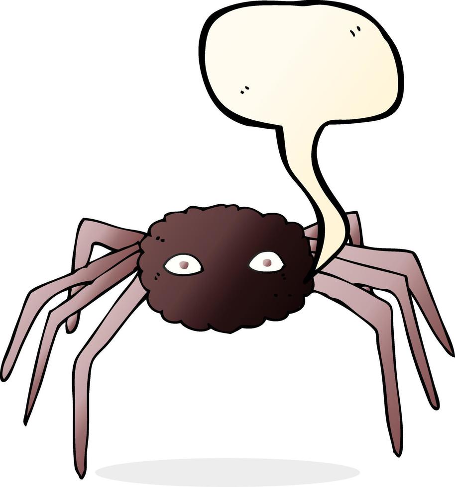 cartone animato ragno con discorso bolla vettore