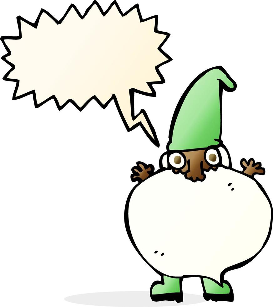 cartone animato minuscolo Santa con discorso bolla vettore