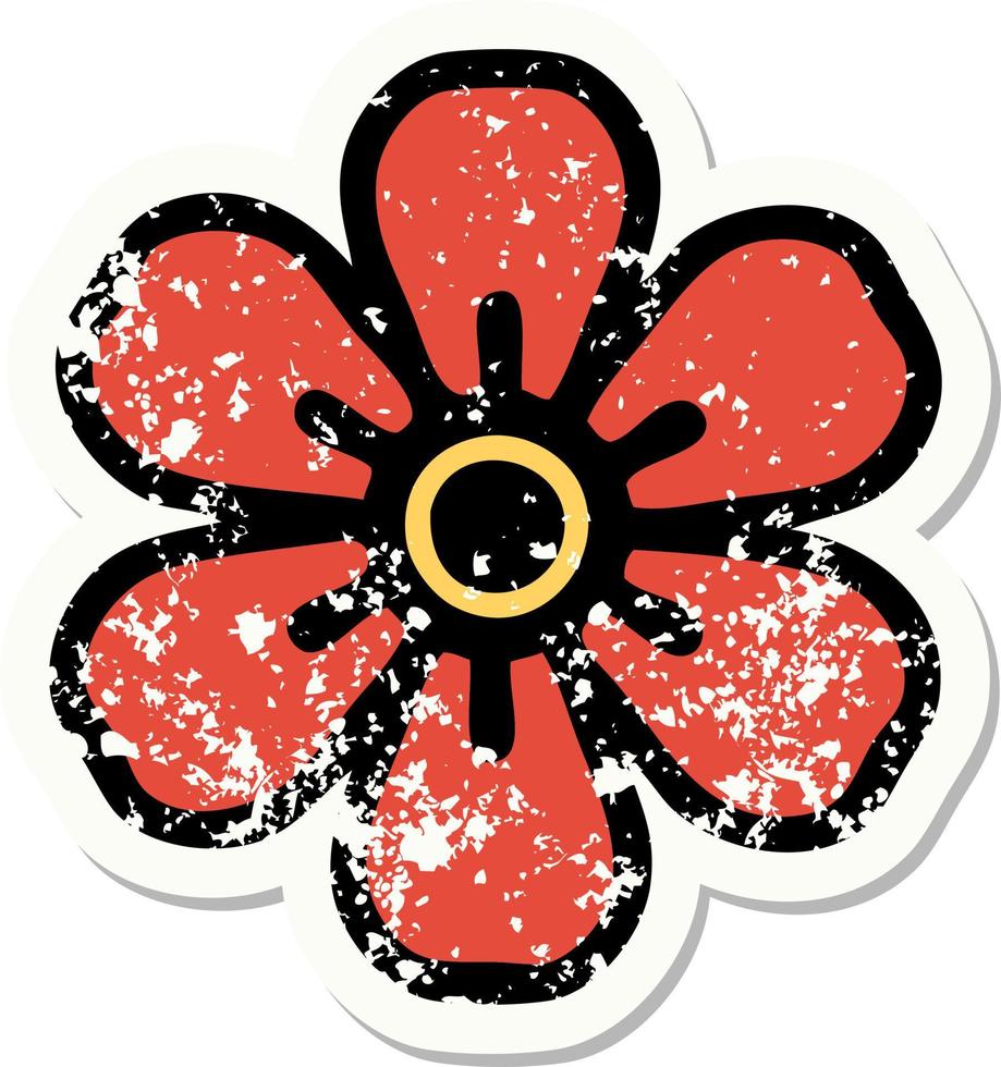 afflitto etichetta tatuaggio nel tradizionale stile di un' fiore vettore