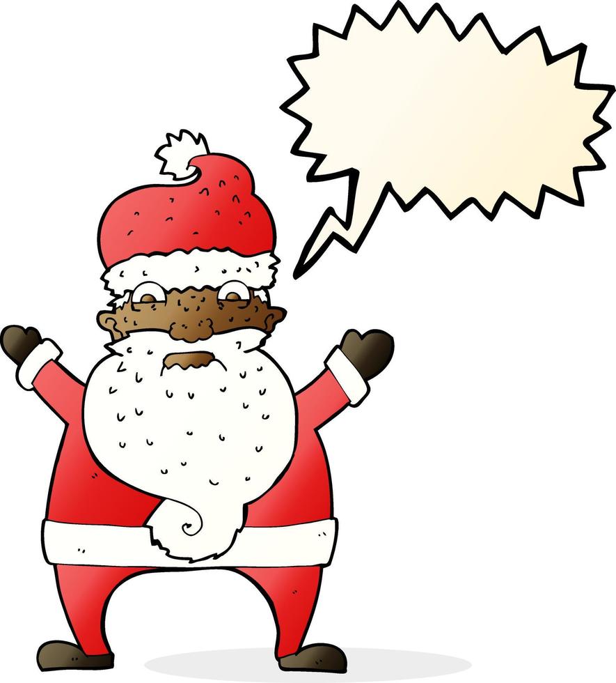 cartone animato stressato su Santa con discorso bolla vettore