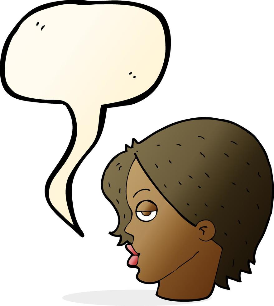 cartone animato donna raccolta sopracciglio con discorso bolla vettore