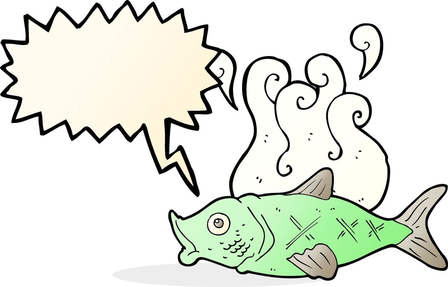 cartone animato puzzolente pesce con discorso bolla vettore