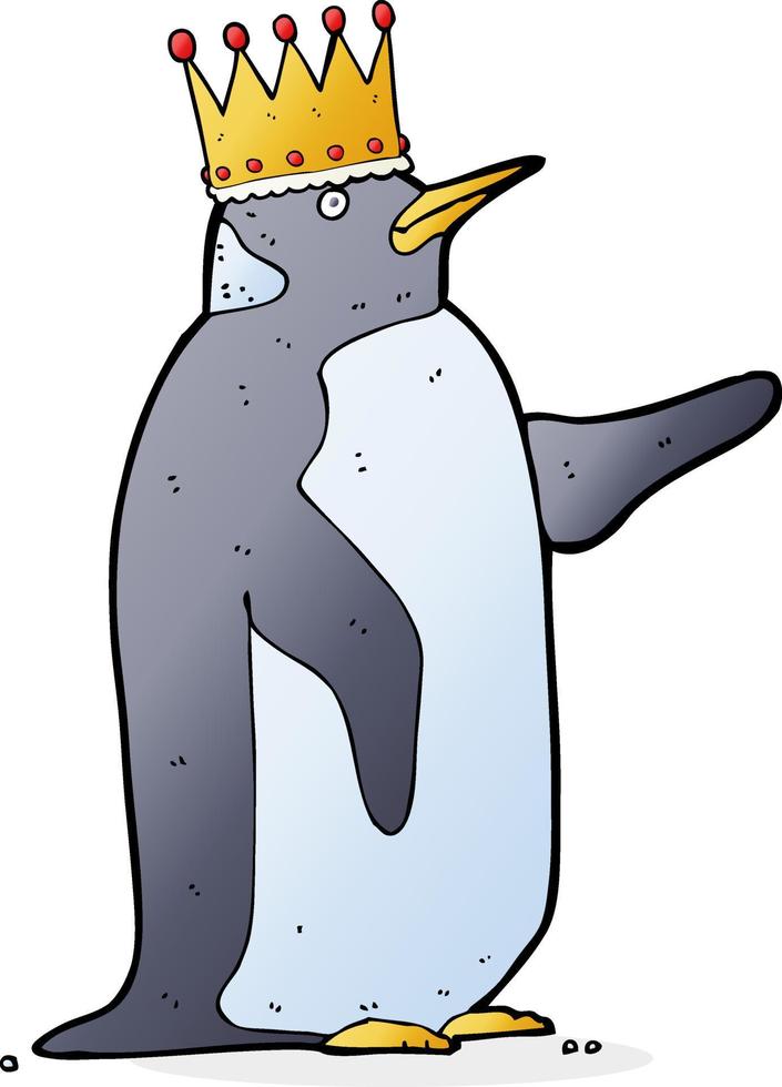 cartone animato pinguino indossare corona vettore
