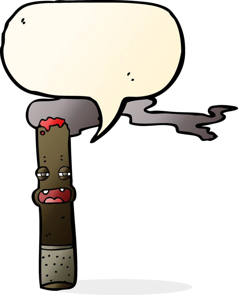 cartone animato sigaro personaggio con discorso bolla vettore