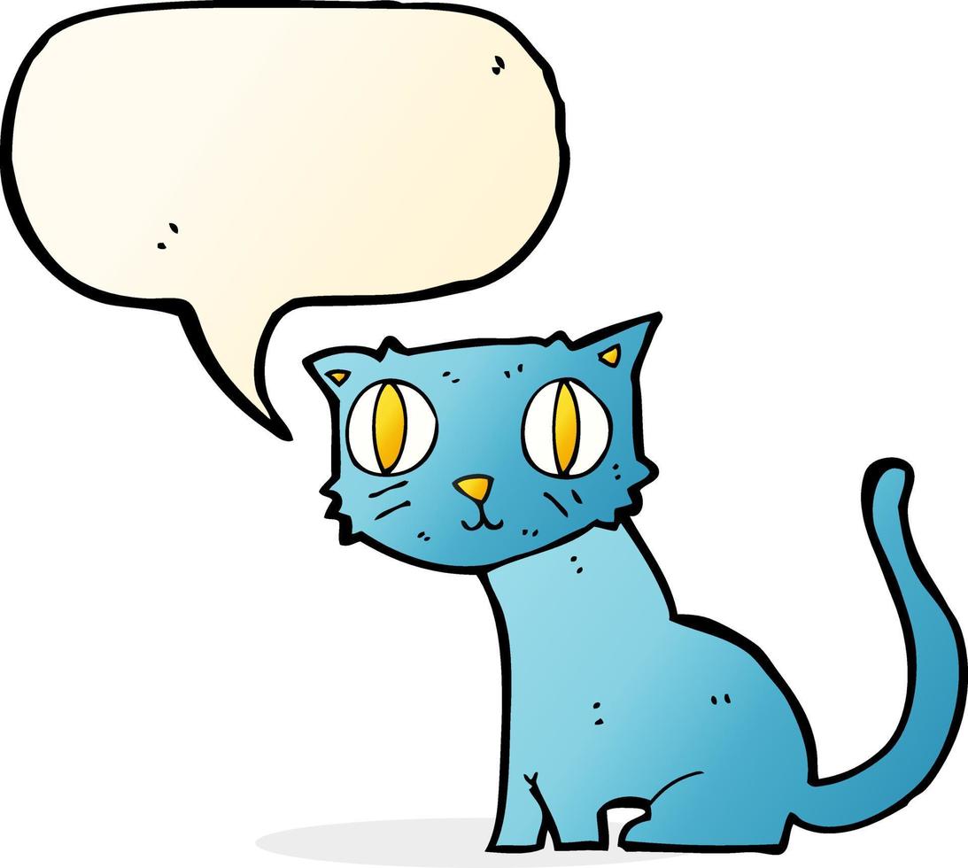 cartone animato gatto con discorso bolla vettore