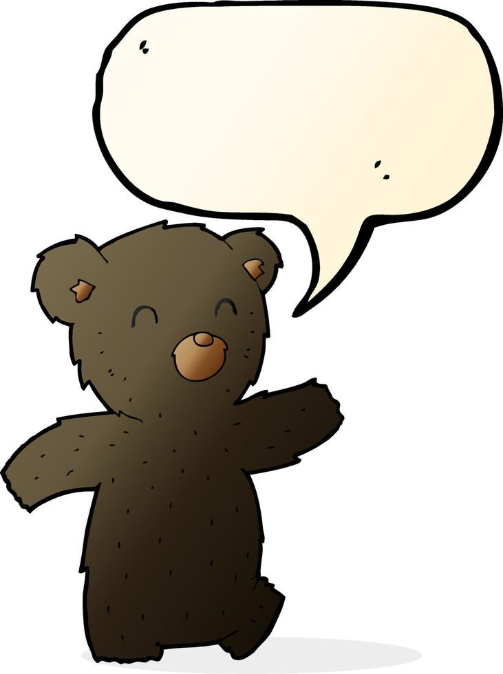 cartone animato nero orso con discorso bolla vettore