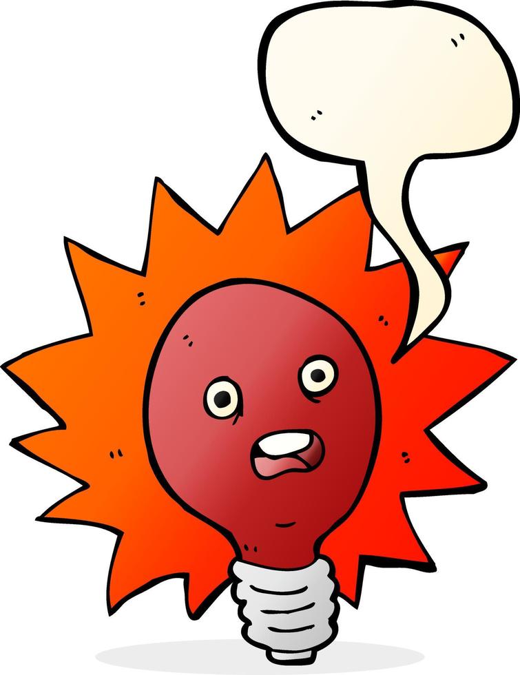 cartone animato rosso lampadina con discorso bolla vettore