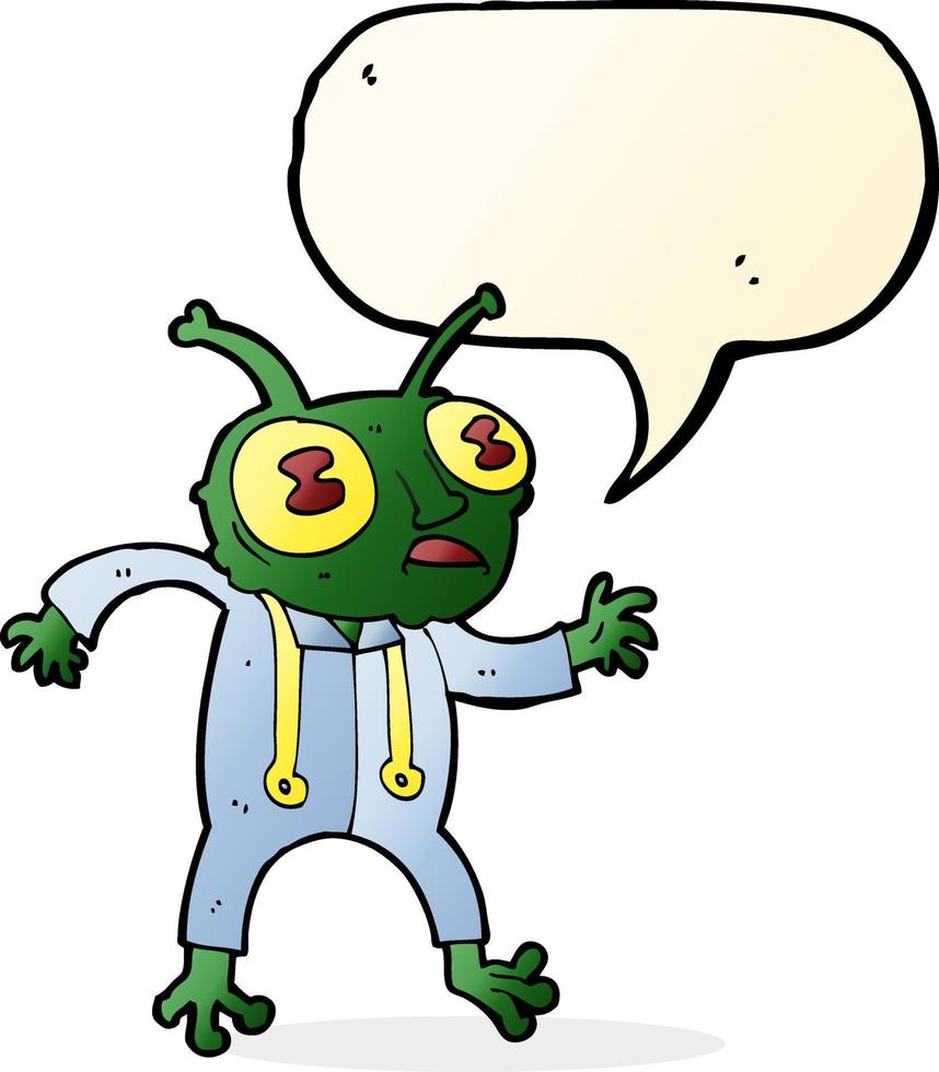 cartone animato alieno astronauta con discorso bolla vettore