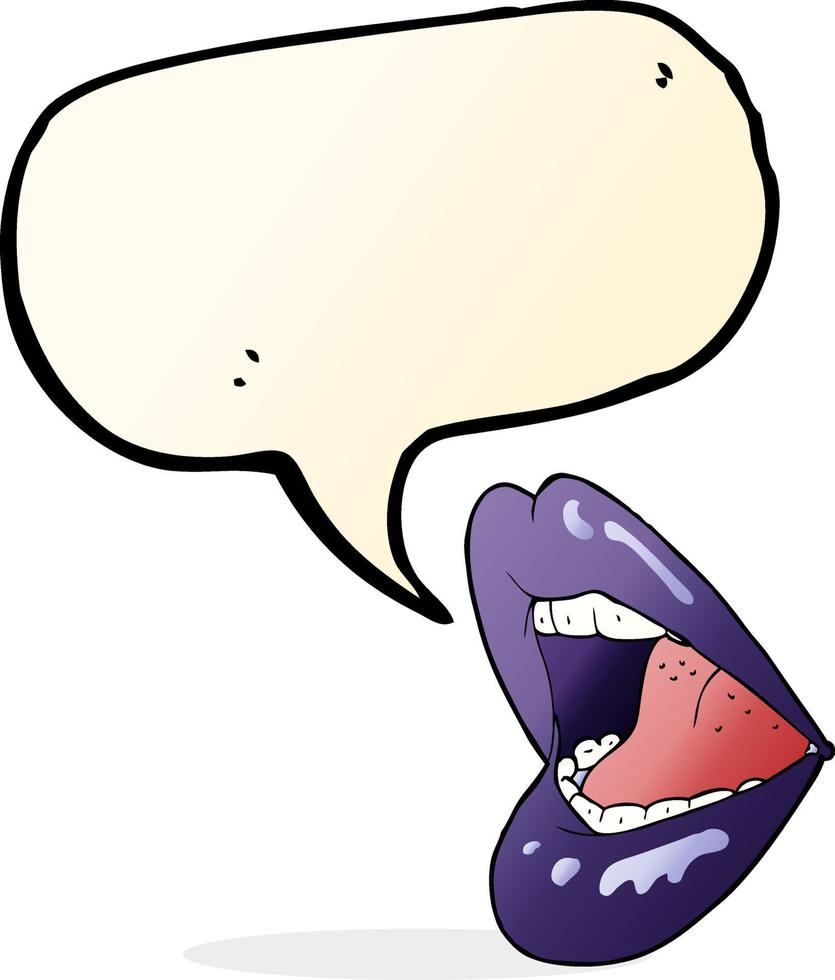 cartone animato Aperto bocca con discorso bolla vettore