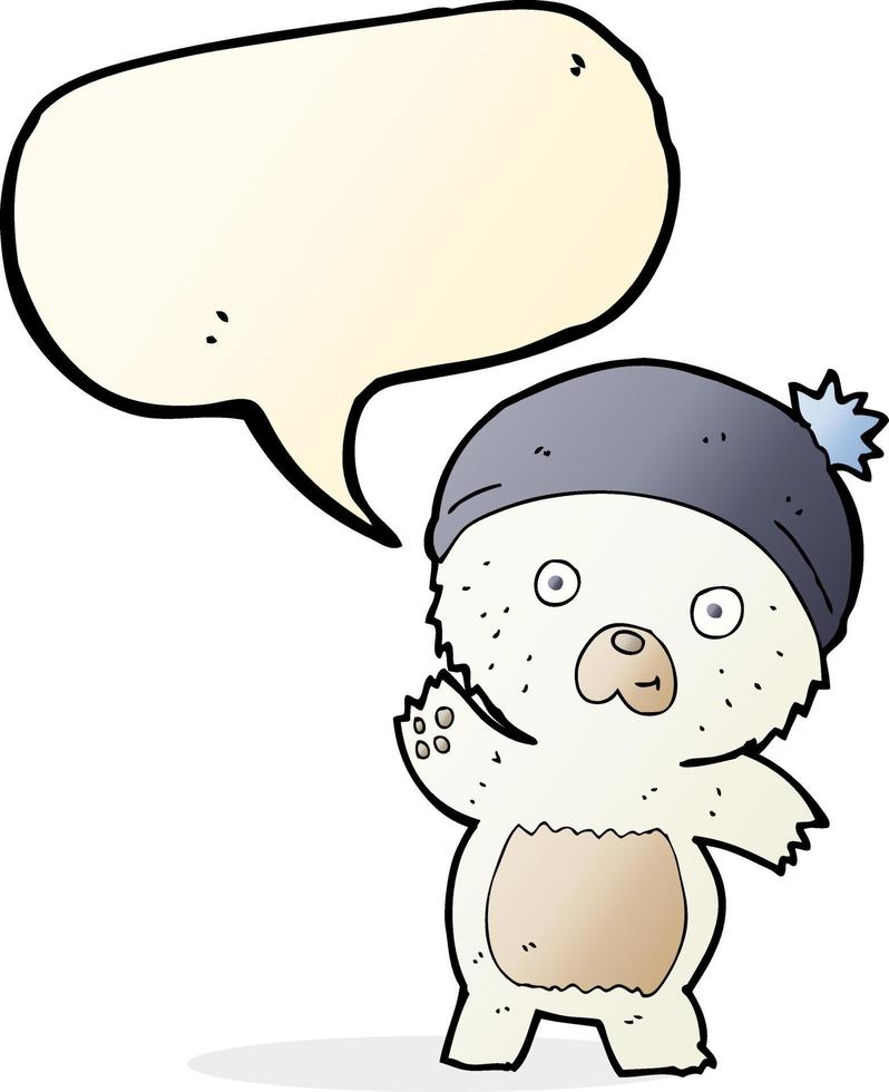 carino cartone animato polare orso con discorso bolla vettore