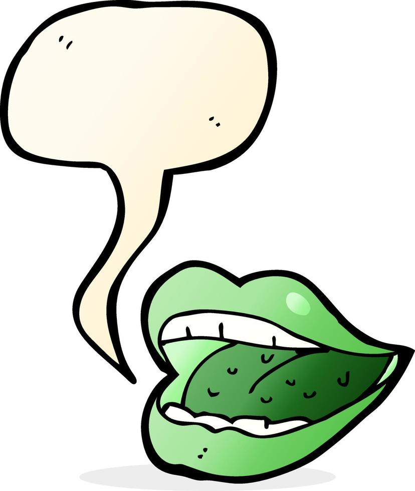 cartone animato sorridente Halloween bocca con discorso bolla vettore