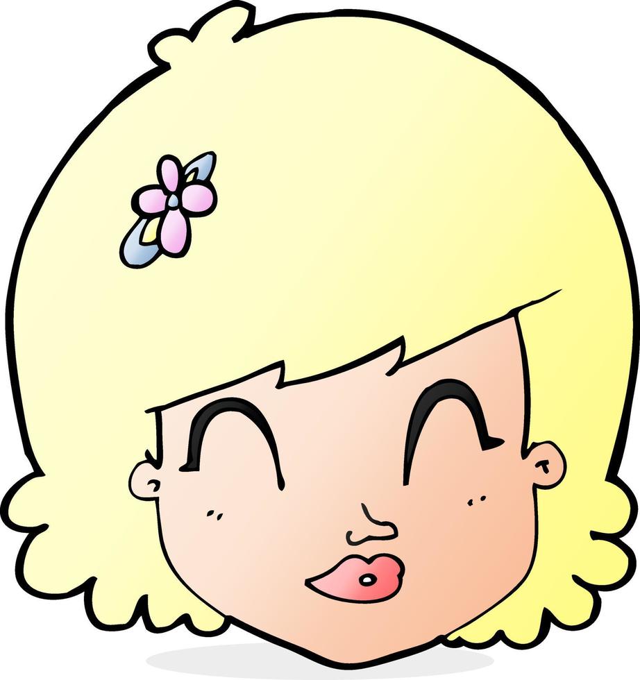 cartone animato volto femminile felice vettore