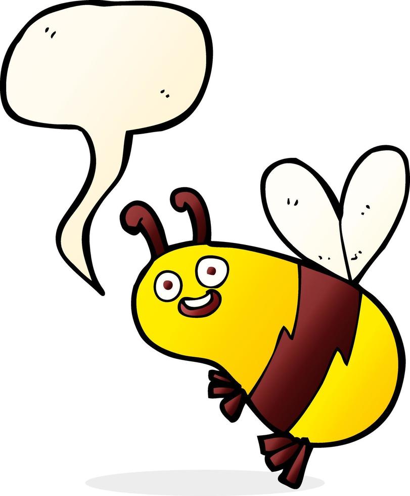 divertente cartone animato ape con discorso bolla vettore
