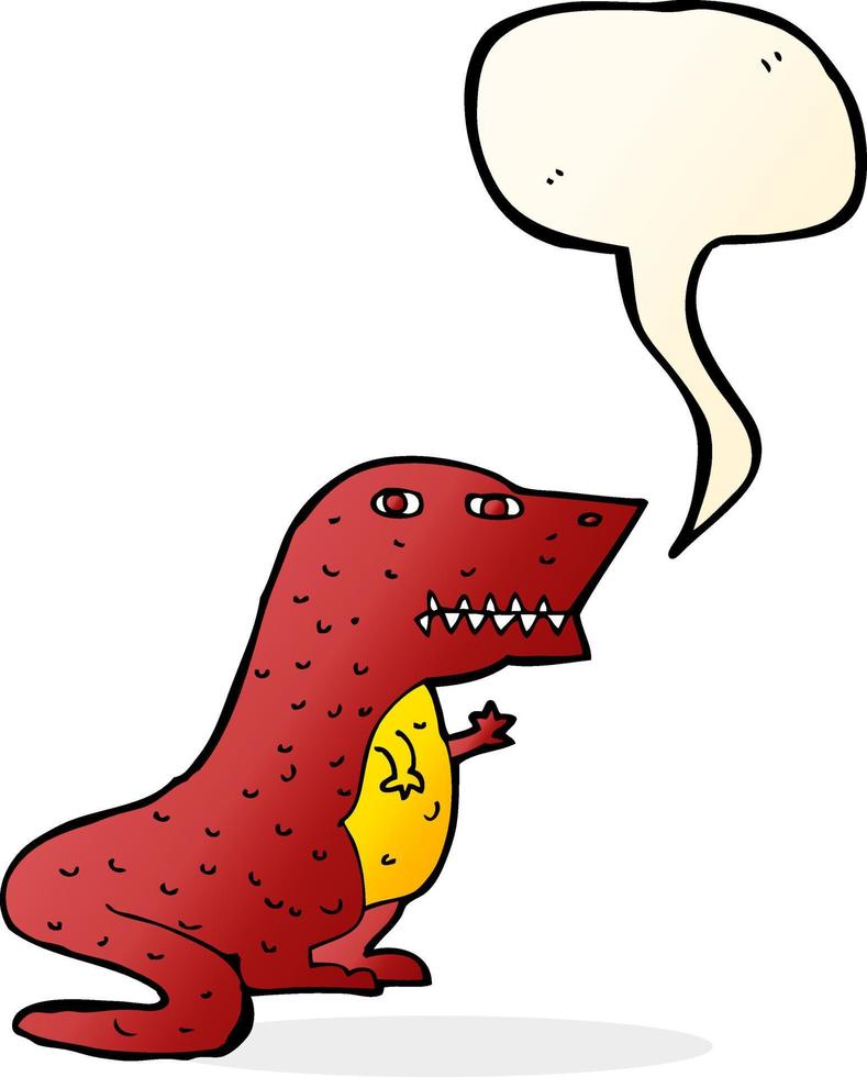 cartone animato dinosauro con discorso bolla vettore