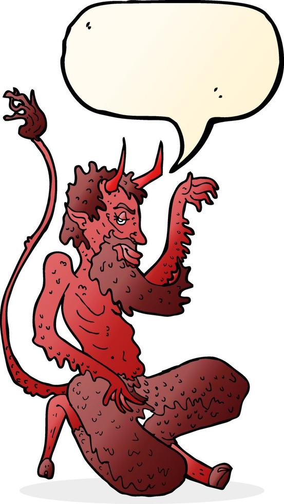 cartone animato tradizionale diavolo con discorso bolla vettore