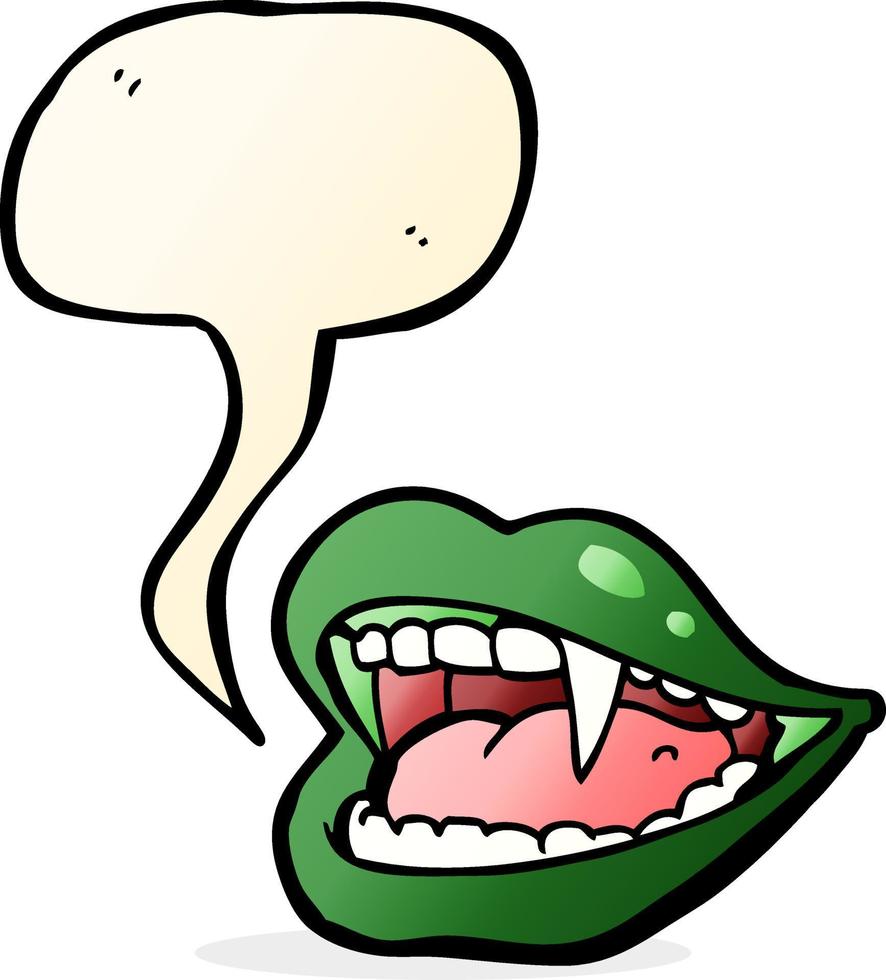 cartone animato vampiro bocca con discorso bolla vettore