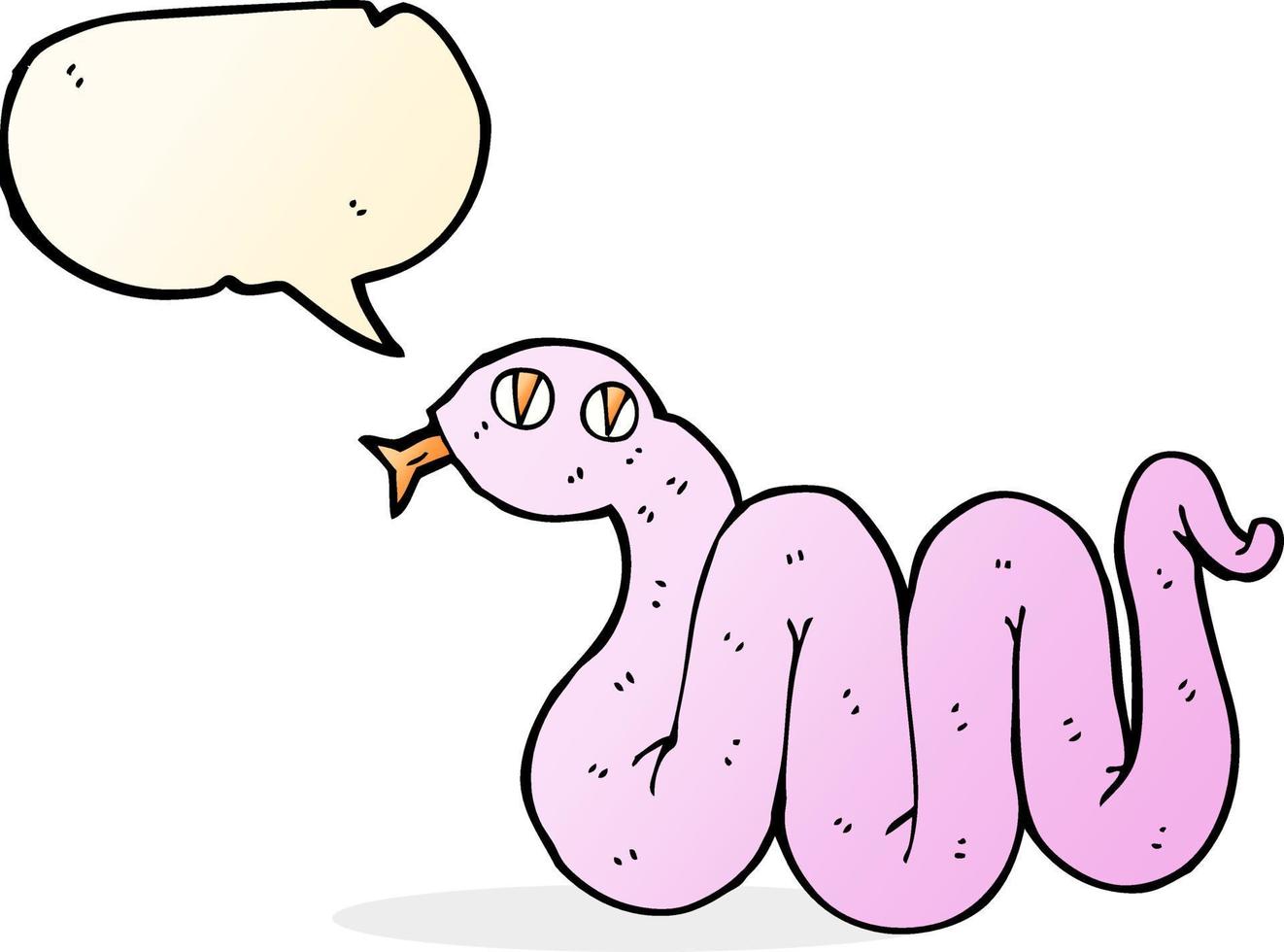 divertente cartone animato serpente con discorso bolla vettore