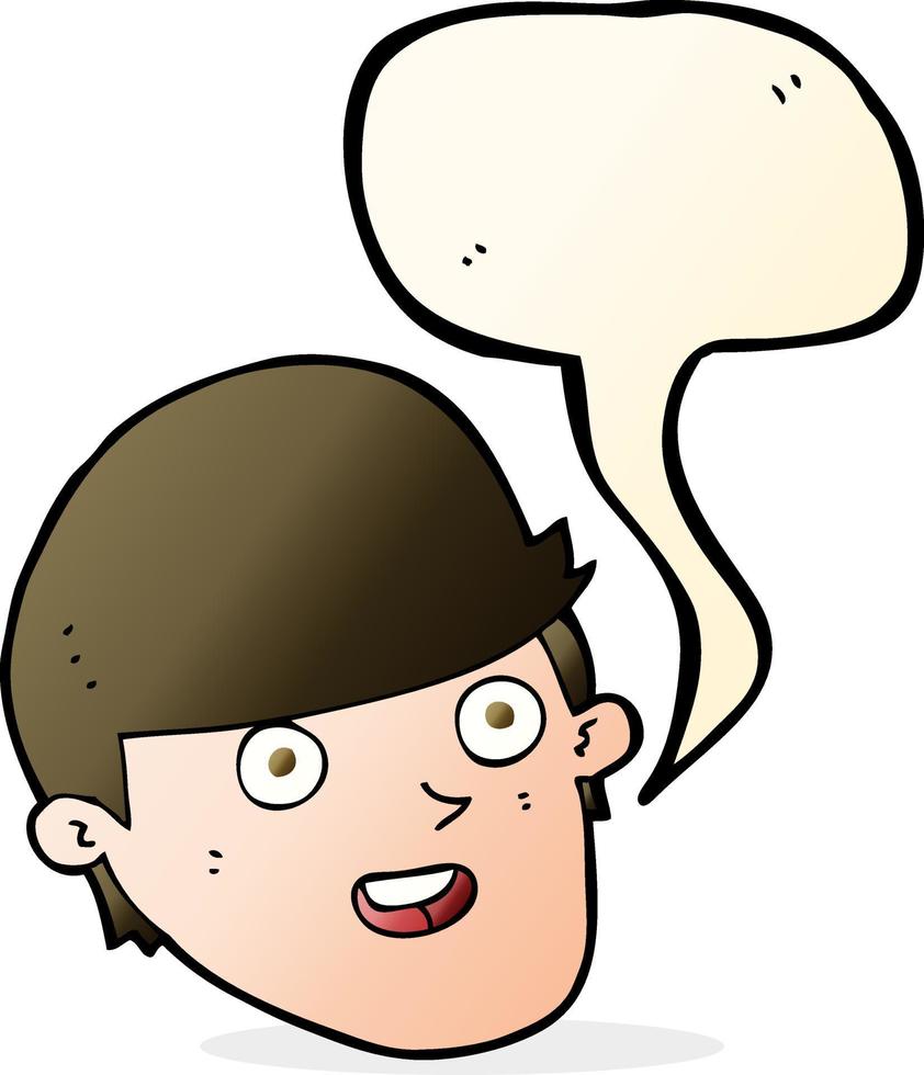 cartone animato uomo con grande mento con discorso bolla vettore