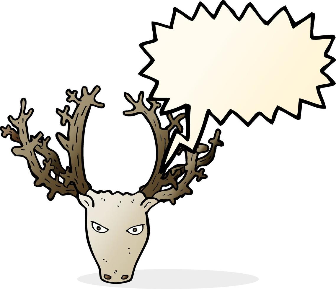 cartone animato cervo testa con discorso bolla vettore
