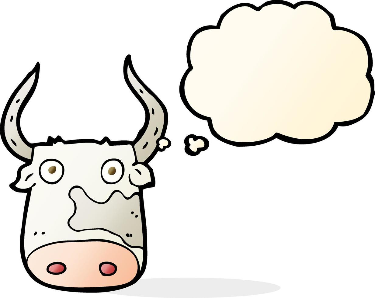 cartone animato mucca con pensato bolla vettore