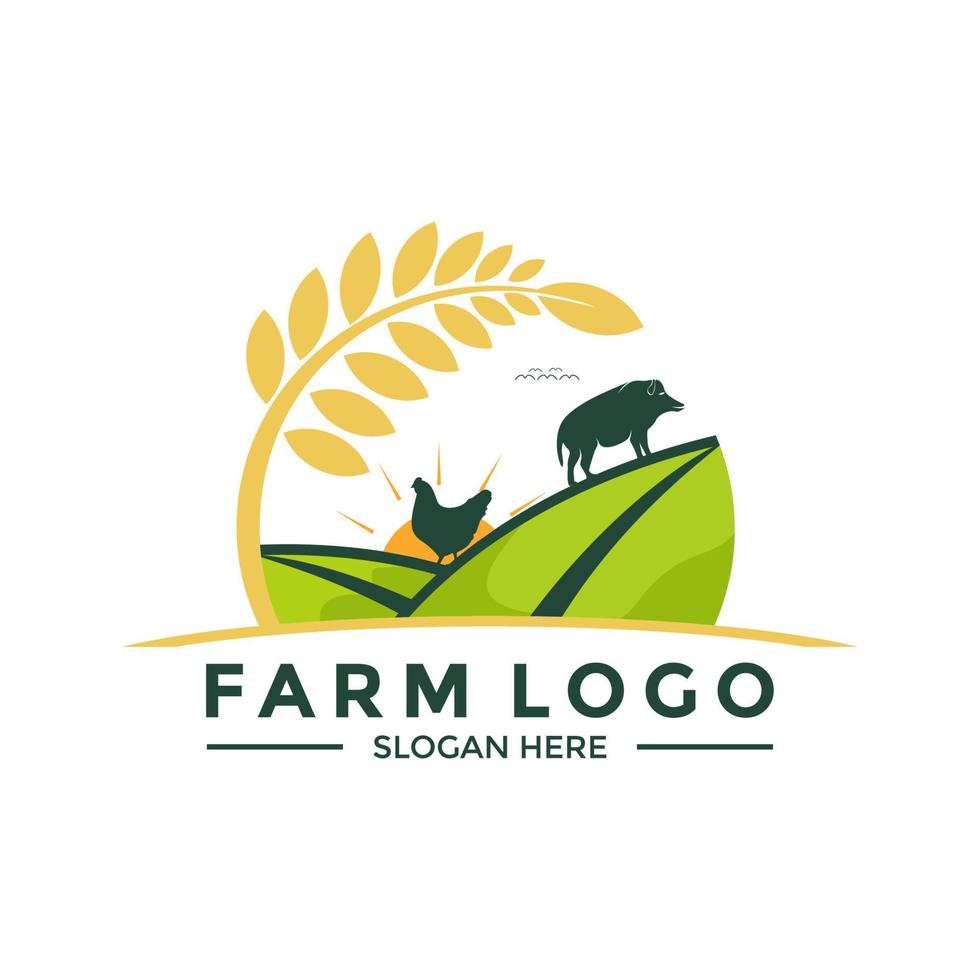 azienda agricola logo vettore, bestiame logo icona design modello vettore