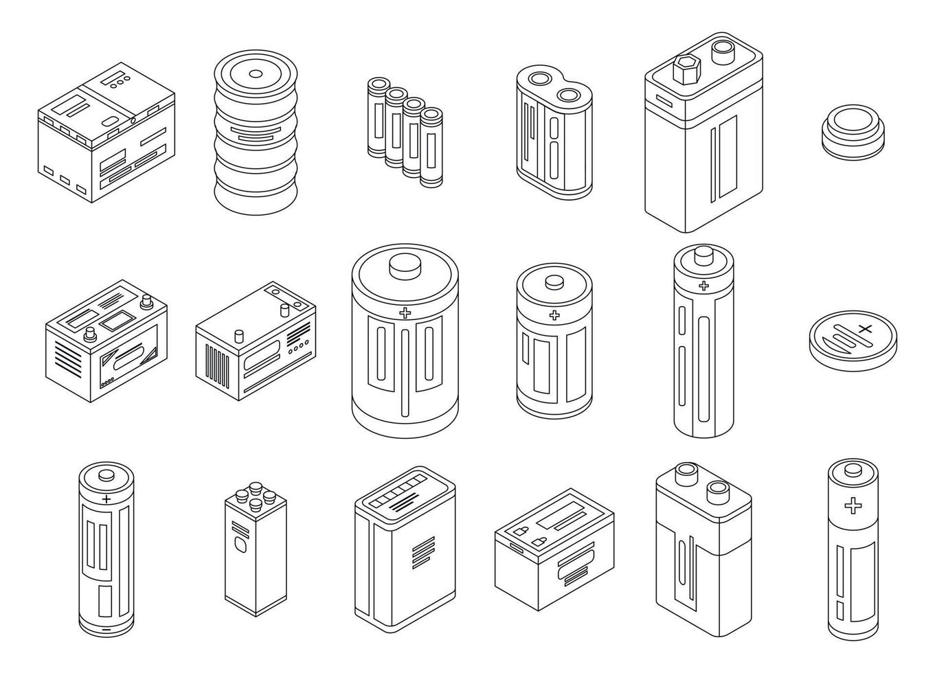 batteria icone impostato vettore schema