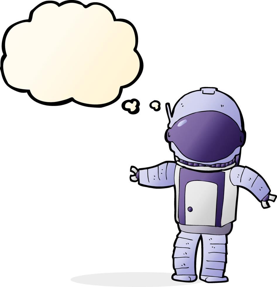 cartone animato astronauta con pensato bolla vettore