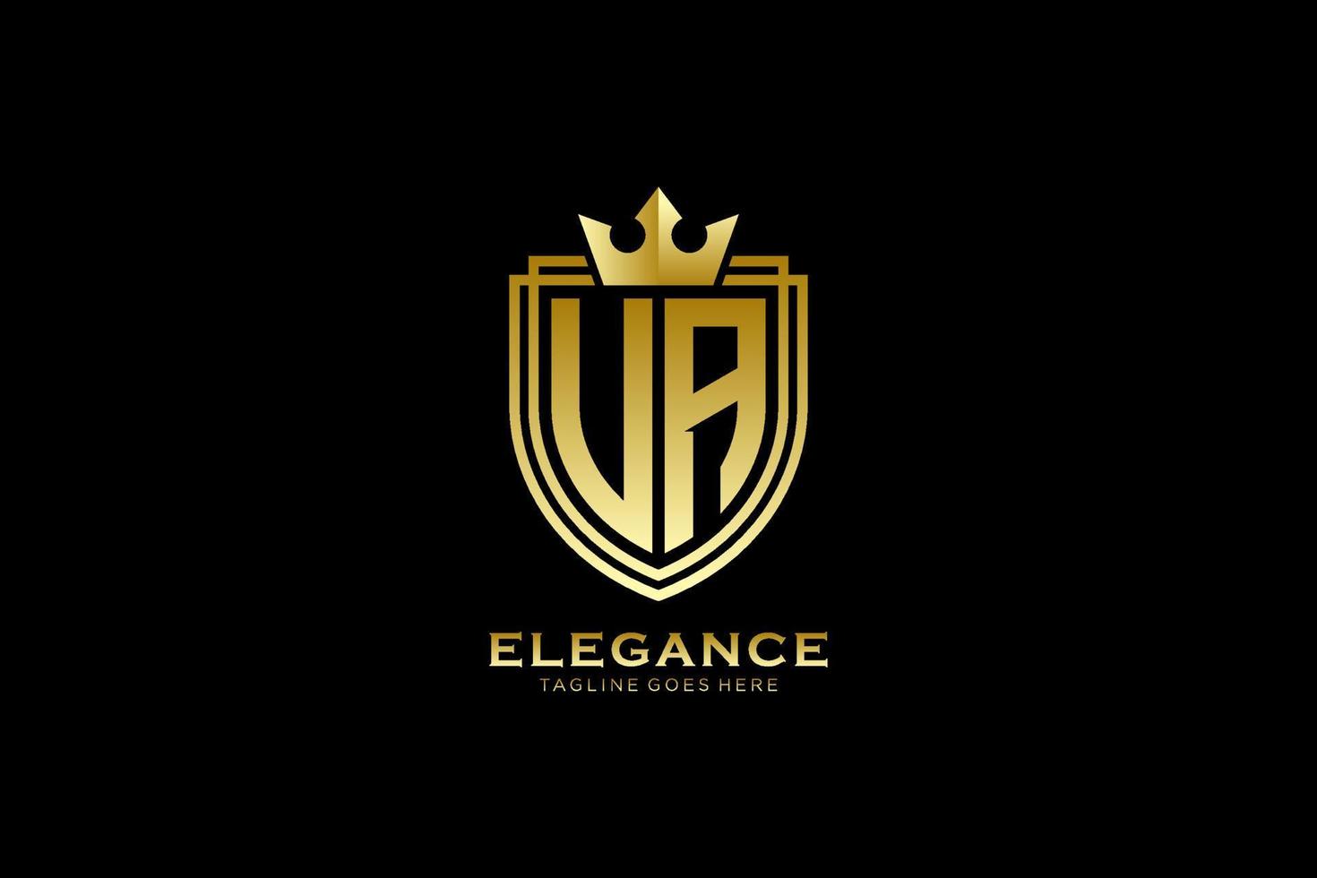 iniziale ua elegante lusso monogramma logo o distintivo modello con pergamene e reale corona - Perfetto per lussuoso il branding progetti vettore