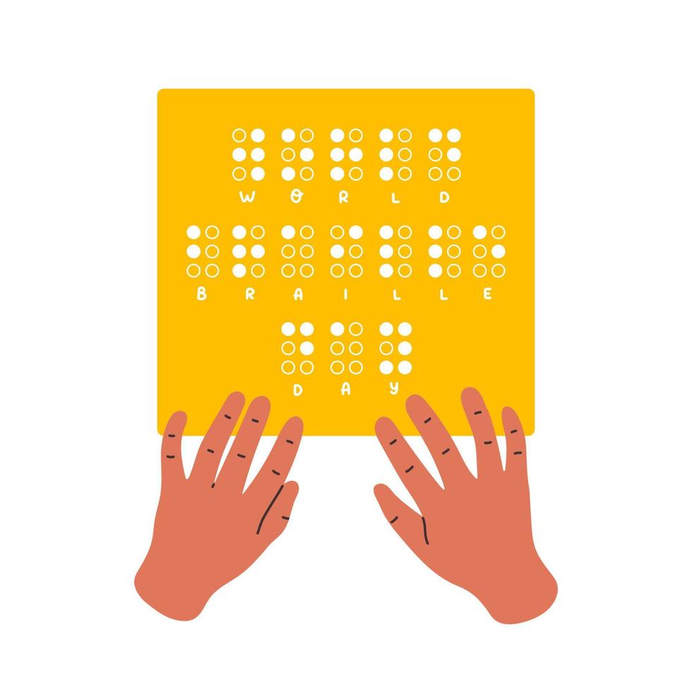 mondo braille giorno cartello, Messaggio scritto nel braille alfabeto. vettore grafico illustrazione