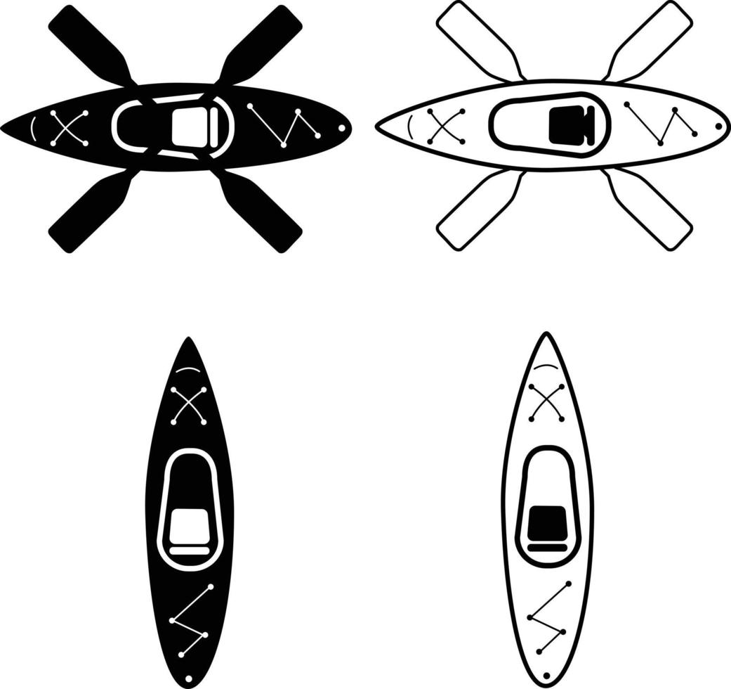 kayak con attraversato su bianca sfondo. kayak logo. kayak a partire dal plastica per pesca e turismo cartello. piatto stile. vettore