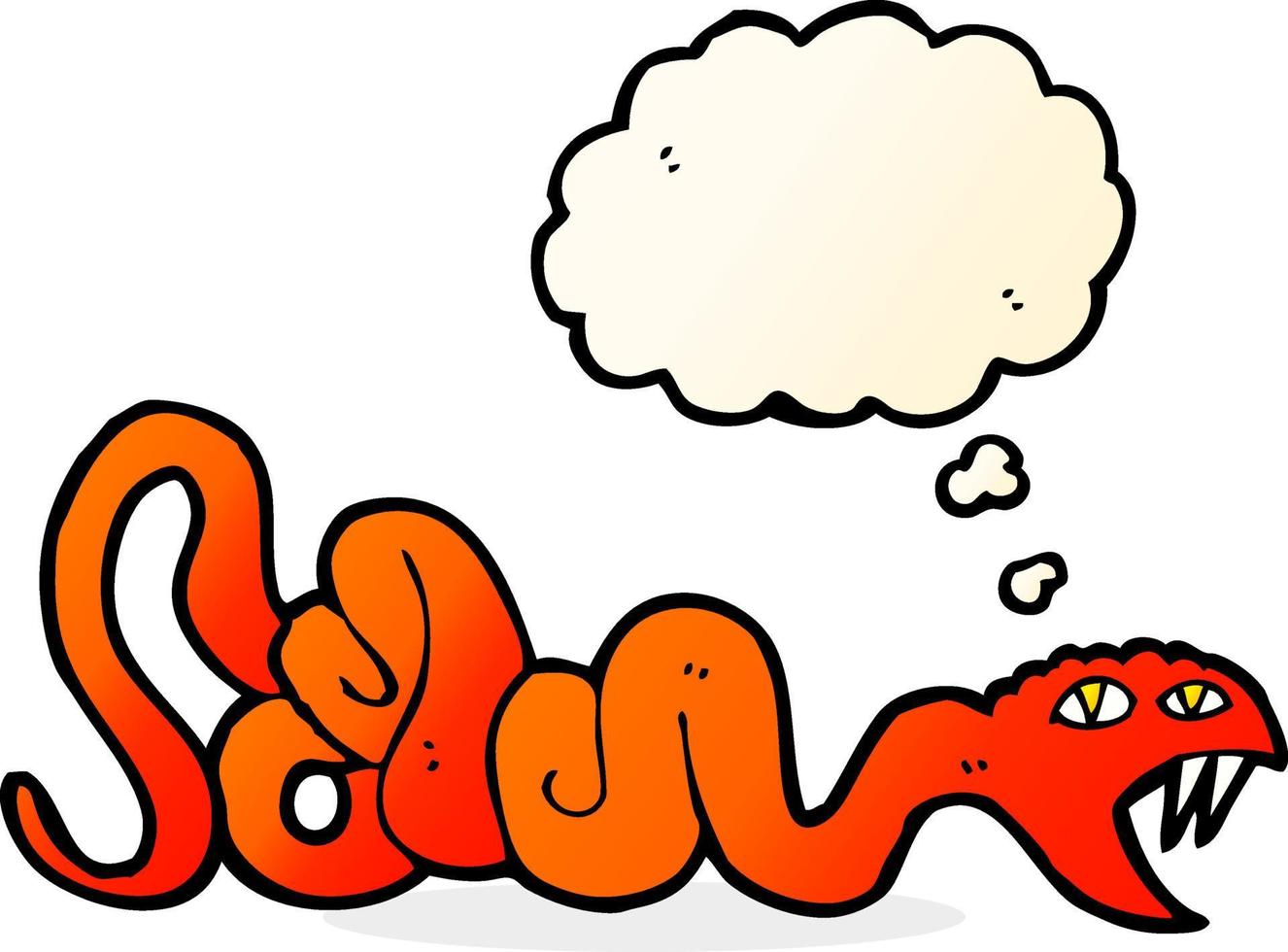 cartone animato serpente con pensato bolla vettore
