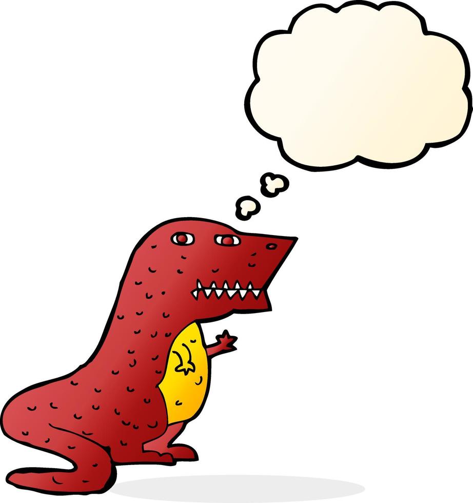 cartone animato dinosauro con pensato bolla vettore
