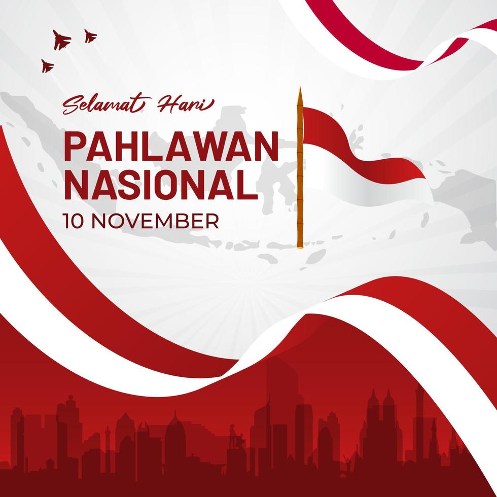 Indonesia nazionale eroi giorno illustrazione design. selamat hari pahlawan nasionale Indonesia 10 novembre vettore