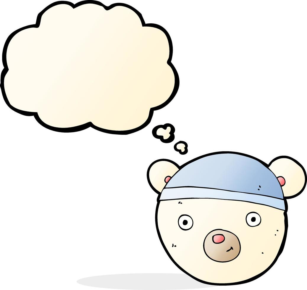 cartone animato polare orso viso con pensato bolla vettore