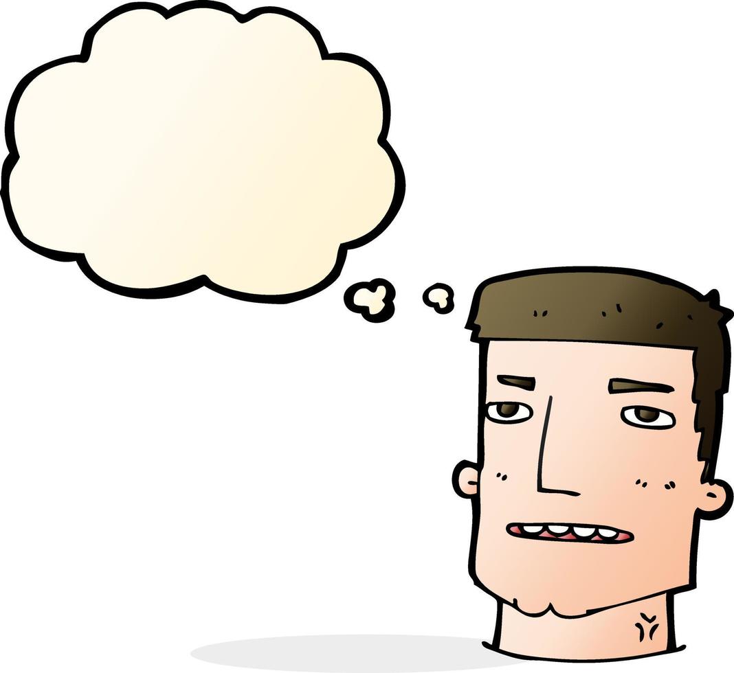 cartone animato maschio testa con pensato bolla vettore